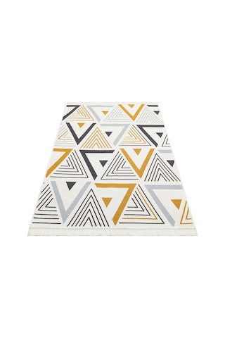 Arya Ar 18 Yellow Grey %100 Geri Dönüşümlü Pamuktan Çift Taraflı Yıkanabilir Modern Dekoratif Kilim
