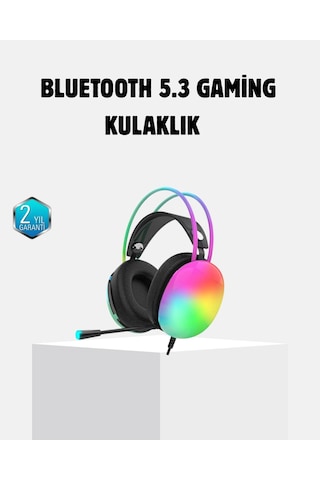 Mey Najmaddin Kablosuz Gaming Kulaklık Rgb Aydınlatmalı Bluetooth 5.3 Uzun Pil Ömürlü Najmaddin