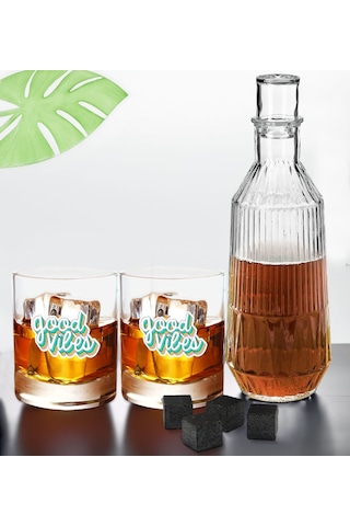 Bk Gift Dtf Motto Tasarımlı İkili Viski Kadehi, Viski Taşı Ve Karaf Seti-2, Arkadaşa Hediye, Sevgiliye Hediye Kobitmeyencom30458 Bk Gift