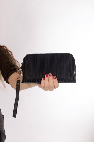 Bagmolly El Çantası Orta Boy Telefon Çantası Siyah Çizgili