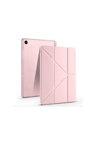 Maks Technology Galaxy Uyumlu Tab A11 Plus Kılıf Mkst Tri Folding Kalem Bölmeli Standlı Kılıf - Rose Gold Tablet Kılıfı