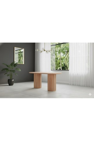 Noıre Ahşap Modern Yemek Masası 6 Kişilik Yemek Masa Takımı Naturel Beyaz