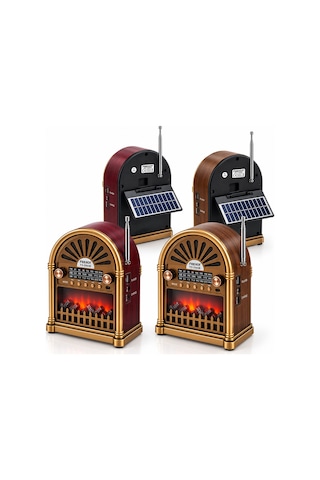 Solar Şarjlı Retro Bluetooth Radyo Hoparlör - Am/fm/sw, Usb/type-c
