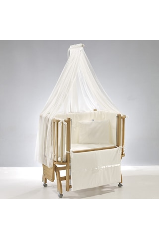 Meltem Kids Mood Sallanır Ahşap Anne Yanı Beşik 50x90 CM Naturel - Ekru