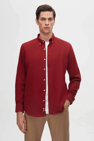 D'S Damat Ds Damat Regular Fit Bordo Düz Kışlık Gömlek 7HC02ORT13265 Kırmızı