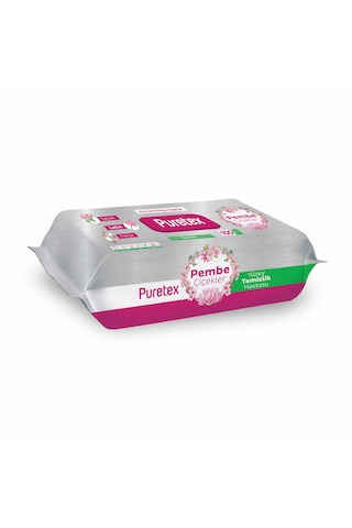 Puretex Yüzey Temizlik Havlusu Pembe Çiçekler 100 Yaprak Beyaz