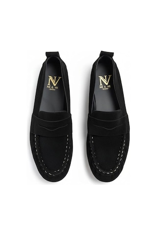Ne&ve Shoes Siyah Süet Hakiki Deri Astarsız Esnek Kadın Günlük Şık Ve Rahat Loafer