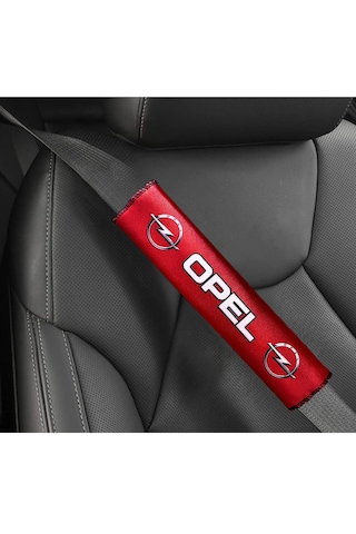 Opel Logolu Kırmızı Dijital Baskılı Emniyet Kemer Pedi 2 Li Konforlu Araç Kemer Kılıf Seti