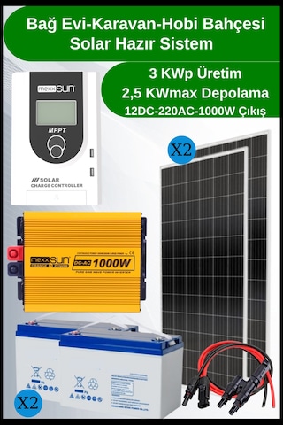 Bağ Evi Karavan Mini Buzdolabı + Tv + Aydınlatma Solar Paket 3KWP