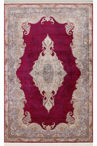 Eko Halı Isfahan Isf 02 Red Klasik Desenli Yüksek Kalite Sık Dokuma Makine Halısı