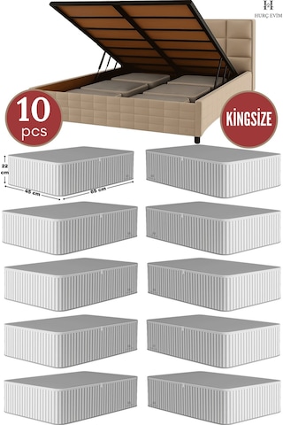 Jasper Antrasit Çizgili Büyük Boy Baza Altı Ve Çekyat Hurç - 65x45x22 Cm - Organizer. Krem - Gold