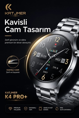 Amoled Ekranlı Metal Kordonlu Akıllı Saat Üç Kayışlı Spor Takip Ve Bildirim Özellikli