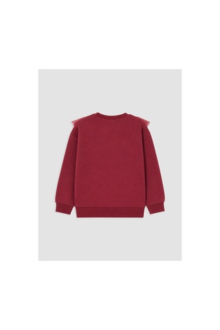 Lc Waikiki Alıta Cıty Farkıyla Lcw Kids Bordo 3 İplik Şardonlu Baskılı Loose & Bol Kız Çocuk Sweatshirt Bordo - 931690587 Bordo
