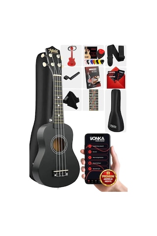 Midex UKX-901BK Siyah Soprano Ukulele (Askı Çanta Metod Pena)