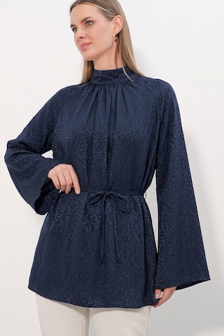 Bigdart Kadın Çizgili Bağcıklı Oversize Tunik 50009 - Lacivert