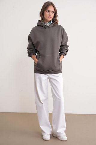 Mixray 2022 Unisex 3iplik Basic Polarlı Kapüşonlu Sweatshirt Hoodie Antrasit