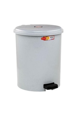 Omnipazar Sy-4230 Gri Pedallı Yuvarlak Çöp Kovası İç Kovalı 10 Litre Gri