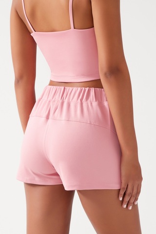 Los Ojos Kadın Pembe Cepli Beli Lastikli Basic Fit Spor Şort Shorts Pembe
