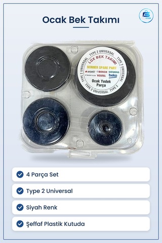 Lüks Ocak Bek Takımı Type 2 Universal 4 Adet Siyah Gaz Ocağı Beya