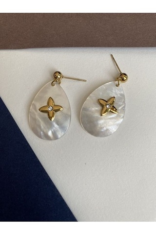 Zirkon Taşlı Yıldız Mineli Çelik Kararmaz Küpe Çifti