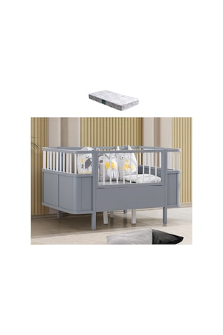 Siesta Büyüyen Beşik 90 x 130 CM - Gri + 1 Comfort Yatak Gri