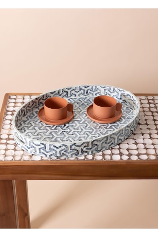 The Mia Sedef Oval Tepsi 45x33x6cm Tlc0095 Lacivert