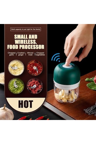 100 Ml Mini Usb Elektrikli Sarımsak Masher Sağlam Basın Kıyma Sebze Biber Yemindirmek Gıda Chopper Mutfak Aletleri Yeşil Ahşap