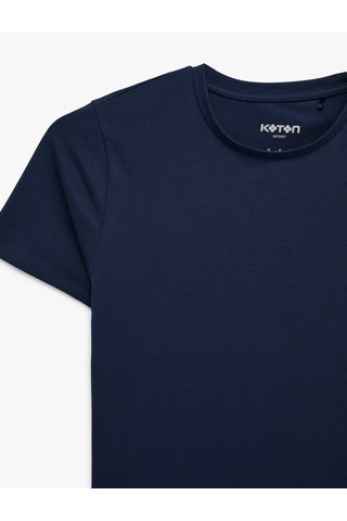 Koton Pamuklu Slim Fit Kısa Kollu Bisiklet Yaka Spor Tişört Lacivert 6sak10353nk