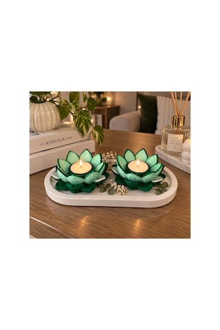 Lotus Harmonisi 2limumluk Tabaklı Set Yeşil Lotus Harmonisi 2limumluk Tabaklı Set Yeşil