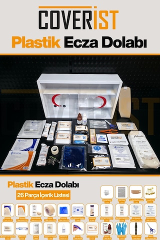 Küçük Plastik İş Yeri Ecza Dolabı - İçi Dolu İlk Yardım Setli