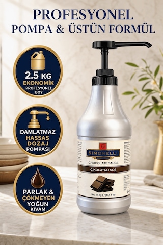 Simonelli Profesyonel Çikolatalı Kahve ve Tatlı Sosu 2500 G + Pompa