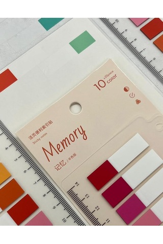 10 Yarım Renkli Cetvelli Memory Şeffaf Pet İndeks Sticker/index/post-it/postit/kitap Ayracı/not Kağıdı