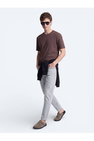 Kip Kahverengi Düz T-shirt