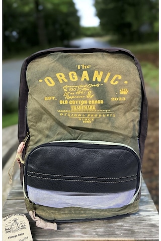 Old Cotton Cargo Kaliteli Tek Bölmeli Vintage Disayn Günlük Gezi Spor Okul Sırt Çantası Patchwork Komor 29x42cm Koyu Kahverengi