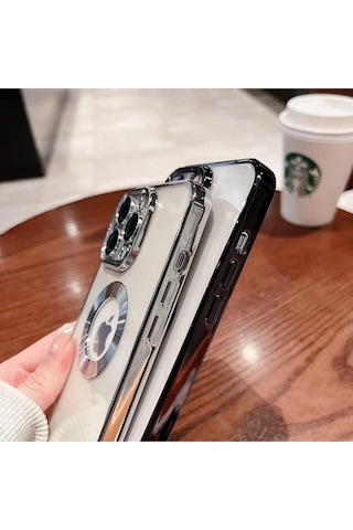 Xiaomi 14t Pro Kılıf Logo Yeri Açık Kamera Lens Korumalı Renkli Kenarlı Şeffaf Silikon Mavi