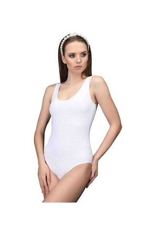 Mbb E-ticaret Elit Life Geniş Askılı Kadın Dikişsiz Çıtçıtlı Slip Body Beyaz 878
