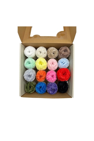 Sensy Velvet Slim Mini Kutu Örgü İpliği Kadife İp Amigurumi İpliği 16 Adet El Örgü İpliği