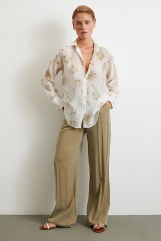 Organze Desenli Tül Gömlek Yeşil Yeşil