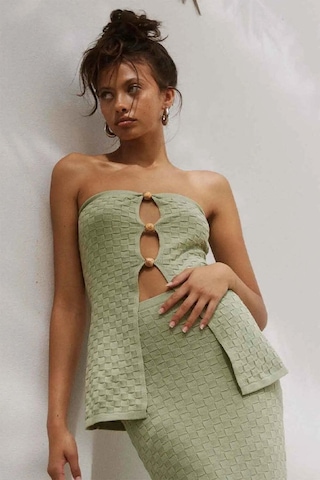Aymer Wataya Top - Strapless, Pamuklu, Şık Tasarım Ve Maxi Etekle Tamamlayıcı Yeşil