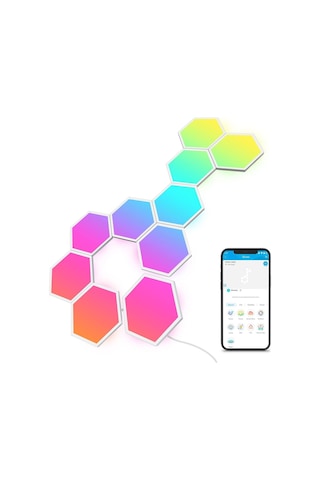 Led Altıgen Panel Oyun Lambası 10'lu, Wi-fi Kontrollü Oyun Ve Oda Dekorasyonu Çok Renkli