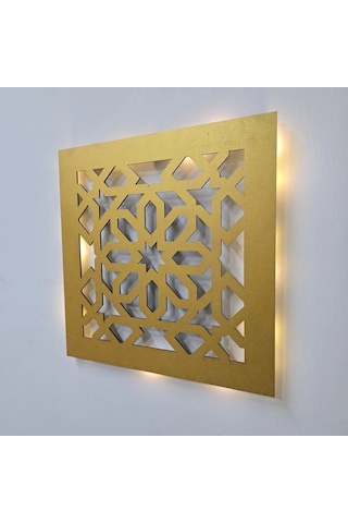 Led Işıklı Motif Tablo 3 - 30x30cm Gold