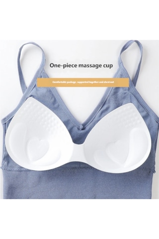 Ece's Design İnce Askılı Crop Atlet Soft Dokulu Rahat Bralet Üst W1011 Mavi