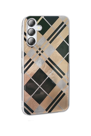 Galaxy Uyumlu A36 Kılıf Desenli Zore Mep Kapak Gold Leopar