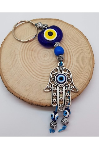 Plastik Nazar Boncuklu - Fatma Eli Hamsa Oto Süsü 16x4cm