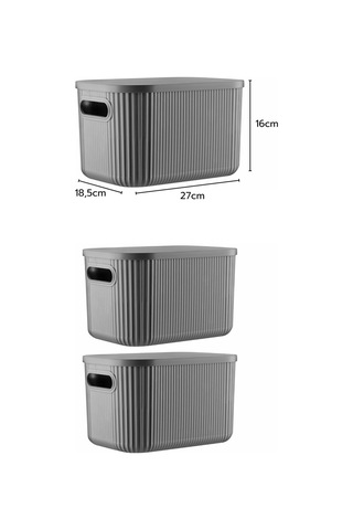 3'lü Set Çok Amaçlı Depolama Kutusu Antrasit 6,2lt