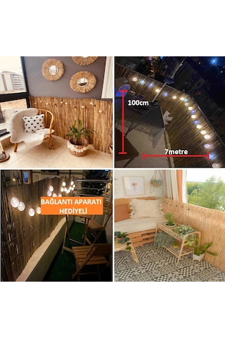 1 Metre X 7 Metre Doğal Hasır Kamış Bahçe Çiti Gölgelik