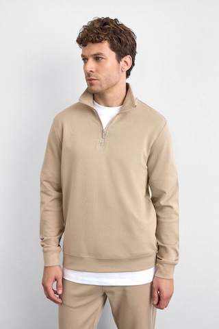 Backandbond Bej Regular Fit Dik Yaka Yarım Fermuarlı Sweatshirt