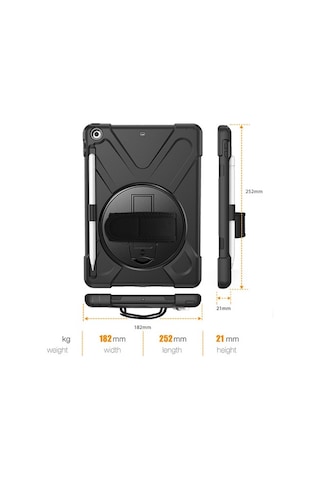 Apple Uyumlu iPad 9.7,2017 9.7 2018 Kalem Yerli Standlı Zırh Kılıf-Shock