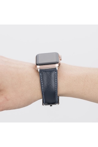 Apple Uyumlu Watch Deri Kordon 42-44-45mm G3 Lacivert