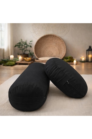 Yuvarlak Zafu Meditasyon Minderi & Bolster Minderi İkili Yoga Meditasyon Minder Seti Siyah